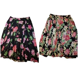 Coldwater Creek XL Reversible Skirt Floral Black Voile Fairy Grunge Cottage